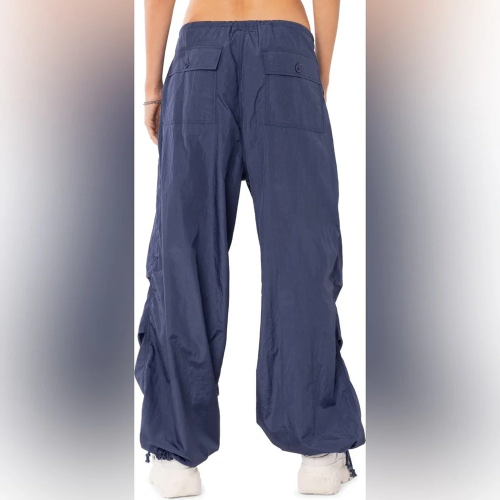 Edikted low rise wide leg rave‎ festival parachute pants in navy size XS/S